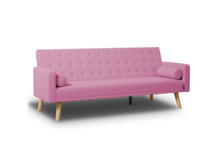 Nalui - 3-Sitzer-Schlafsofa 203x82x78cm One Dots 2 Kissen mit Verstellbarer Rückenlehne Rosa