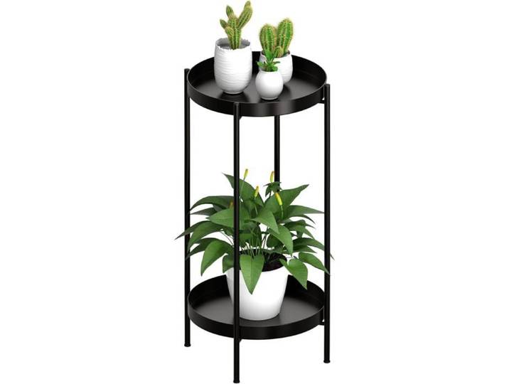 Support pour plantes d'intérieur et d'extérieur-Support en métal à 2 niveaux pour la maison le jardin la terrasse la salle de bain