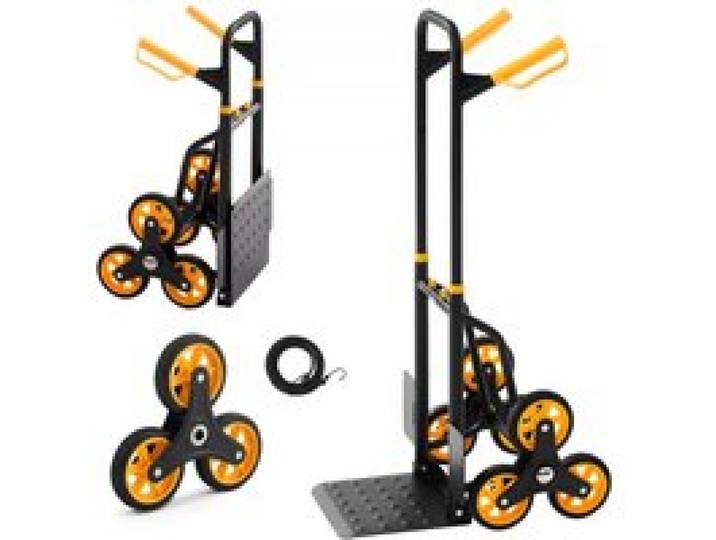 VEVOR Treppensackkarre klappbar, Sackkarre 150 kg Tragkraft, Treppensteiger mit 6 Rädern & 2 Spanngurten, Transportkarre, Treppenkarre, Stapelkarre, ideal für Haushalt, Einkauf & Lager