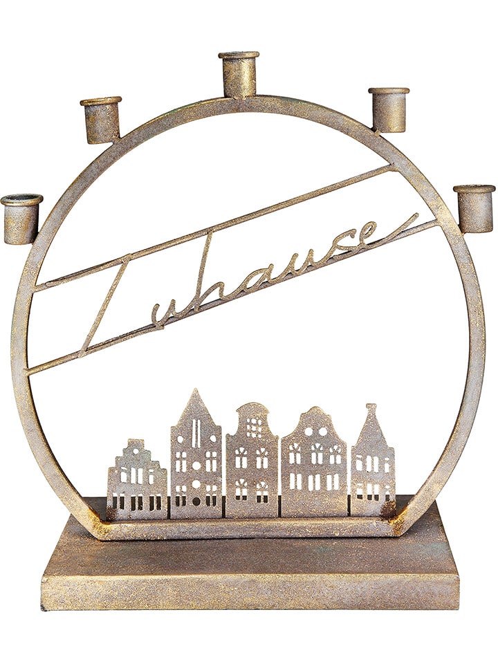 GILDE Kerzenständer "Stadtlichter" in Gold - (B)33,5 x (H)33,5 cm - onesize