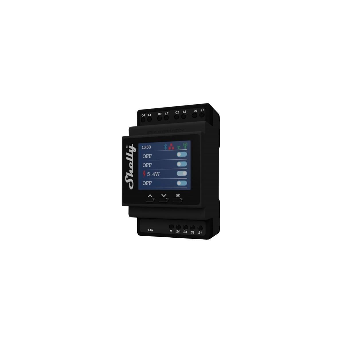 Shelly 4Pro PM Bluetooth en Wi-Fi relais voor montage op din-rail