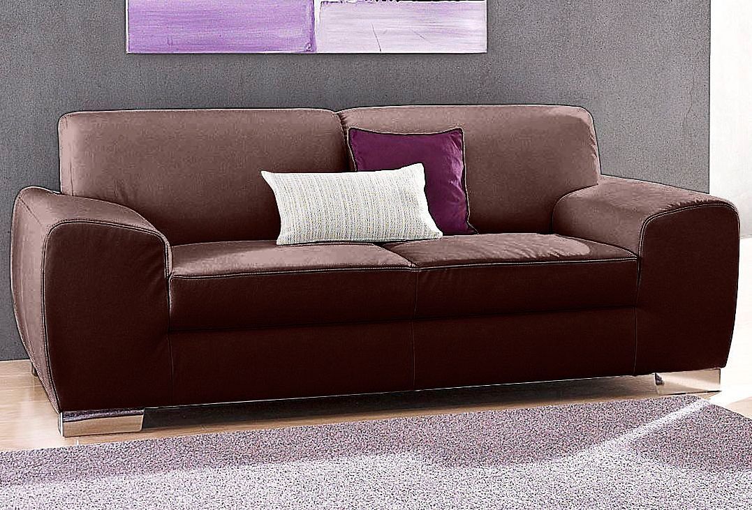 2-Sitzer DOMO COLLECTION "Ricardo kubisch, modern & elegant, bequem, Federkern, Breite 204cm", braun, B:204cm H:81cm T:95cm, Sofas, 2-Sitzer braun B/H/T: 204cm x 81cm x 95cm, Microfaser PRIMABELLE®, ohne Funktion