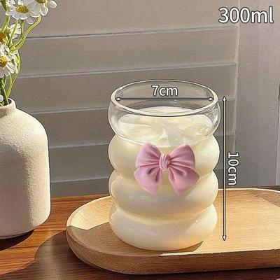 Uplifted Finds Creative Wave Shape Glass Tumbler High Performance Transparent Ripple Mug For Iced Coffee & Tea s7
