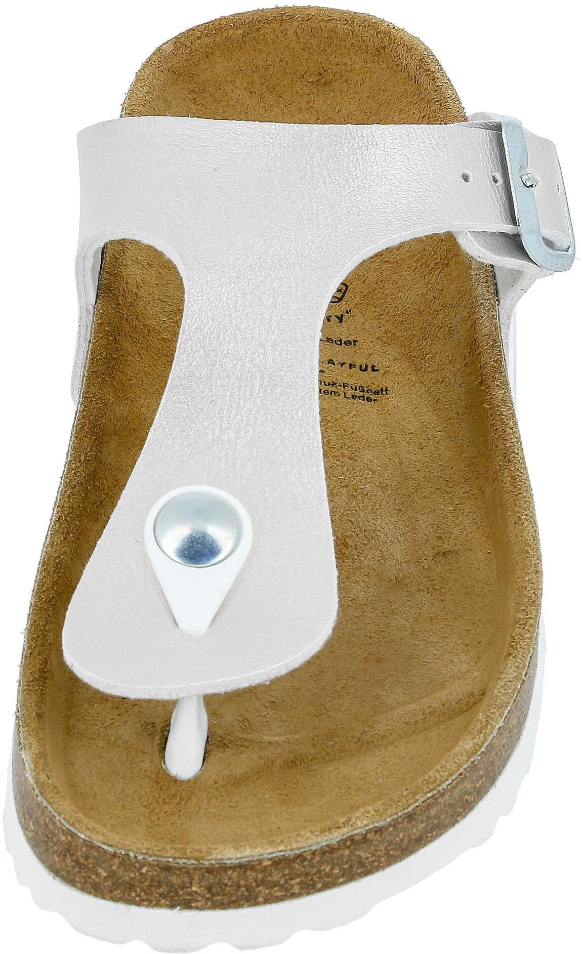 Zehentrenner LICO "Zehenstegpantolette Bioline Trend Kids", Mädchen, Gr. 31, silber (silberfarben), Synthetik, Schuhe Zehentrenner