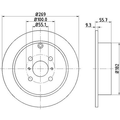 Hella Bremsscheibe Hinterachse Voll [Hersteller-Nr. 8DD355110-491] für Geely, Lifan, Byd, Toyota