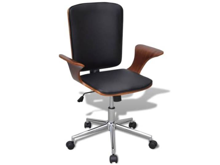 HEFZGDB Drehbarer Bürostuhl mit Bugholzrahmen und Kunstleder-Polsterung, ergonomischer Sessel höhenverstellbar mit Gasdruckfeder, 5 Rollen für Home Office, modernes Design, bequem,