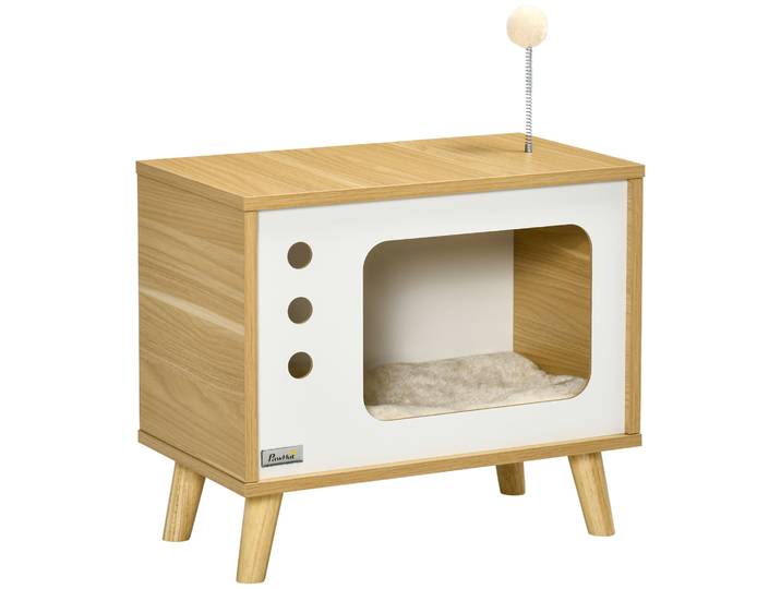 Lit pour chat Pawhut style TV avec coussin 50X28X43 cm