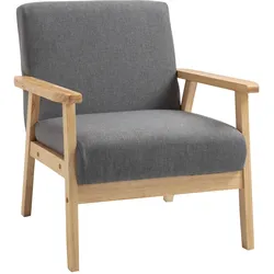 HOMCOM Ohrensessel Esszimmerstuhl mit Armlehnen Loungesessel Relaxsessel Grau
