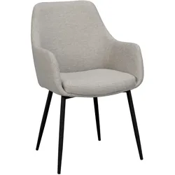 Stuhl Reily 2er Set mit Armlehnen aus Stoff, modern, beige, gepolstert, Metallgestell