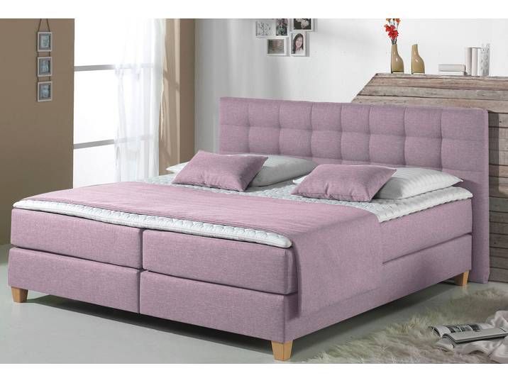 Boxspringbett, Samtstoff, Grau, 154×231 cm, 7-Zonen-Matratze, H4, Home Affaire