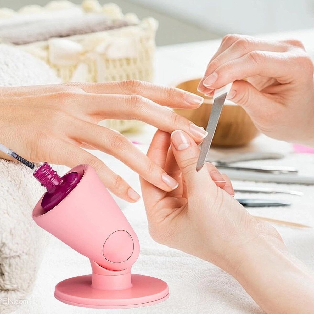 INF Silikon Nagellackhalter – Anti-Verschütten Saugnapf-Ständer für Maniküre, Anti-Kipp Nageldesign-Werkzeug Rosa