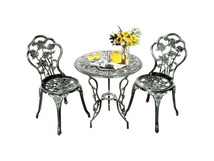 RELAX4LIFE Ensemble Salon de Jardin avec 1 Table&2 Chaises Set de Bistro en Alu Fonte-Apparence Vintage-pour