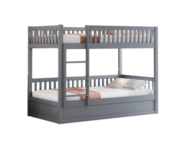 Stilvora Etagenbett 90/200 cm & 90/200 cm in Grau mit Stauraum und Sicherheitsleiter, Holz, 90x200 cm, Babymöbel & Kindermöbel, Kinderzimmer & Jugendzimmer, Stockbetten