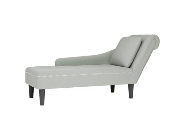 NLQMSU Langer Sessel, Velours, Hellgrau, mit Kissen und Armlehne Weicher Samt, hochelastischer Schaumstoff, Lendenkissen, Knopfpolster, rechte Armlehne, Wohnzimmer, Schlafzimmer, Büro