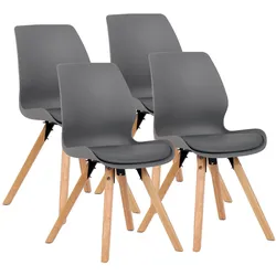 CLP 4er Set Stuhl Luna Kunststoff   Farbe: grau, Material: Kunststoff