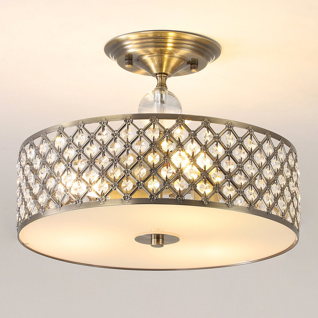 Mercer41 Salas Semi Flush Mount Antique Brass 28cm H X 37cm W X 37cm D