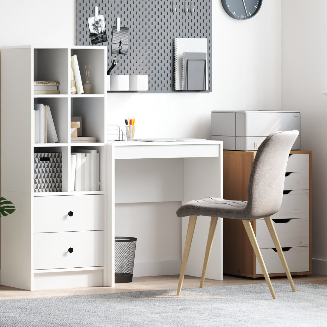 17 Stories Writing Desk Particle Board White 76cm H x 70cm W x 40cm D