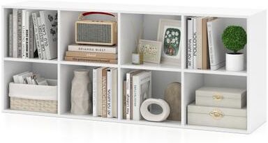 Costway 8-Cube Bookcase Bookshelf with 2 Anti-Tipping Kits Storage Organizer-White