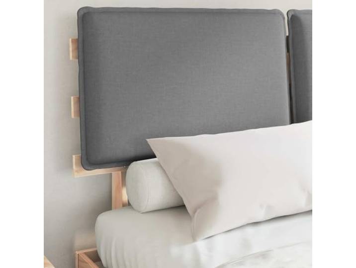 KTHLBRH Bett aus Holz, hellgrau, 140 x 200 cm Gepolstertes Kopfteil, Latten aus massivem Kiefernholz, einfache Montage, ohne Boxspringen