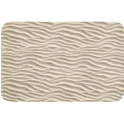 BADEMATTE Sand - Wellen - Beige Rutschfest 60x40 cm