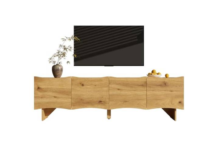 Ropilly TV Schrank 155 cm Wellenmuster Medienkonsole Holzoptik 4 Türen 155x36x47 cm TV‑Board mit Wellenmuster, 4 Türen, Kabeldurchführungen, bis 50 kg belastbar.