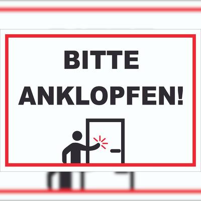 HB-Druck Schild Bitte anklopfen waagerecht A2 (420x594mm)