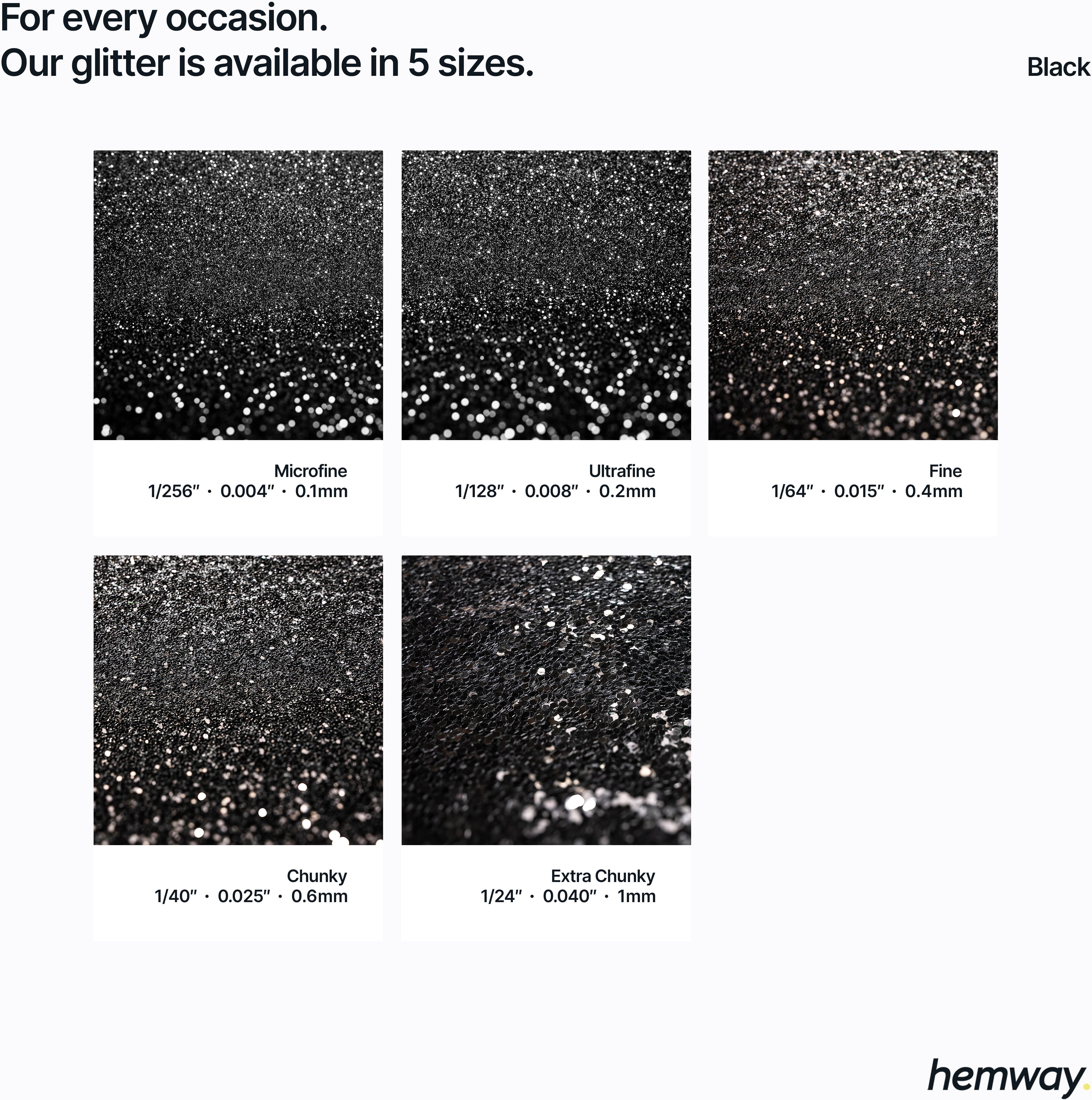 Hemway Automotive Glitter 100g / 3.5oz   Black   Metal Flake Custom Spray Painting - Black - Fine 100g