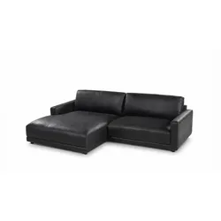 ECKSOFA MARLIN Schwarz Lederfaserstoff