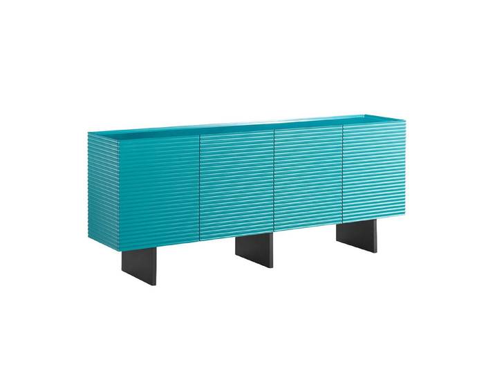 KAWOLA Sideboard LYNN moderne Kommode, viel Stauraum, 4 Türen lackiert petrol, Einlegeböden verstellbar