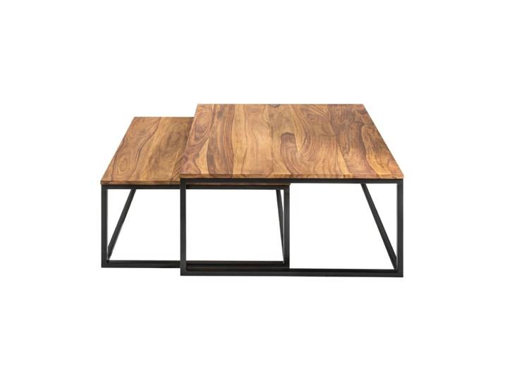 Table basse marron et noire carré 65x65x40
