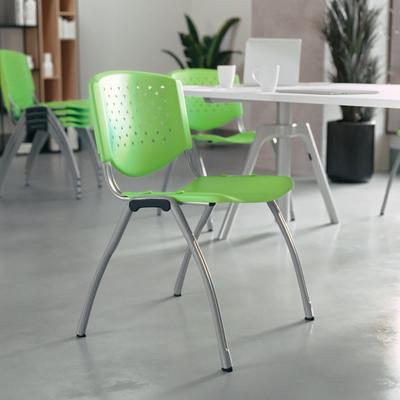 Flash Furniture 5 Pack 880 lb. Capacity Plastic Stack Chair with Powder Coated Frame