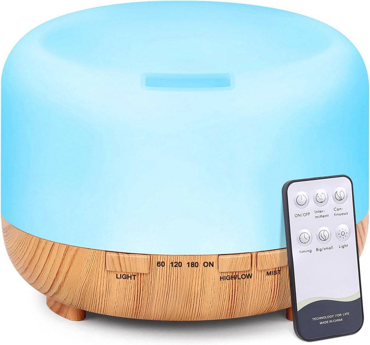 Ultrasone Aromatherapie Diffuser met Afstandsbediening en Blauwe LED-verlichting