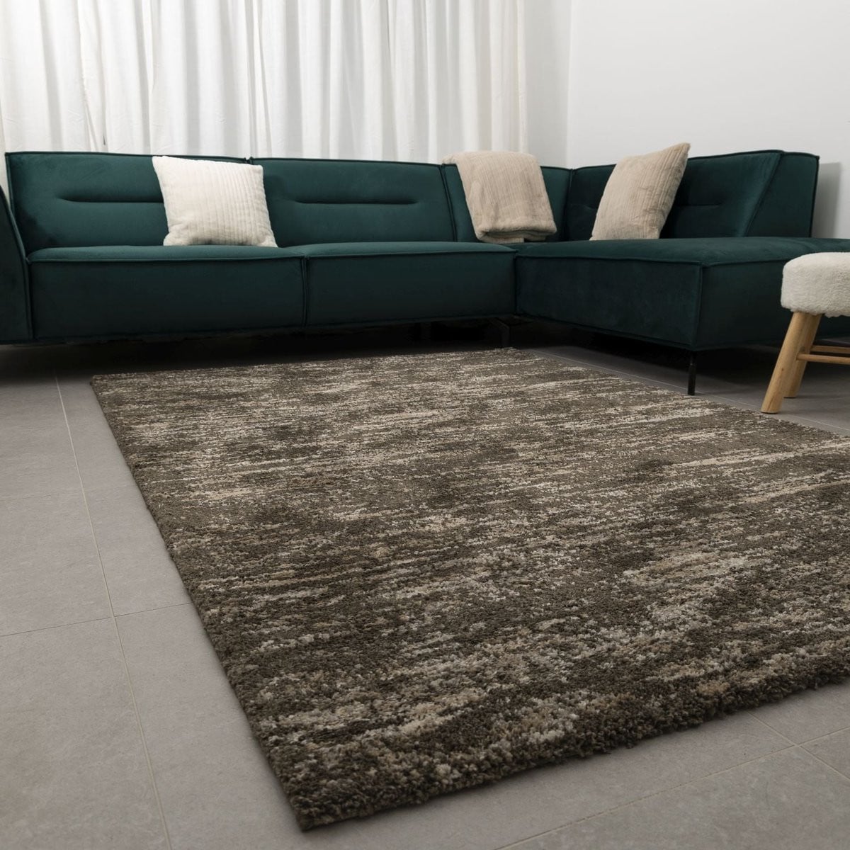 Koho Belgian Premium Laagpolig Vloerkleed Grijs/Beige met Taupe - 140 x 200 cm