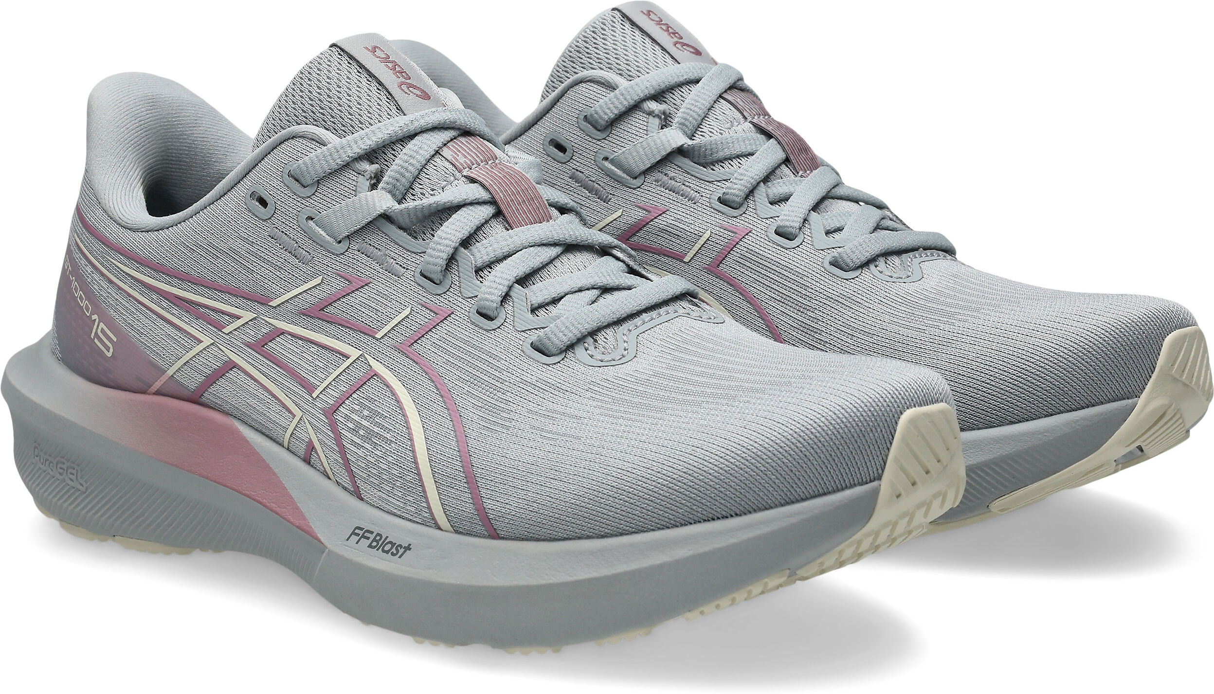 Laufschuh ASICS "GT-1000 15", Damen, Gr. 39,5, piedmont grau, taro lila, Synthetik, Schuhe Laufschuh, für mehr Stabilität piedmont grau, taro lila 39,5