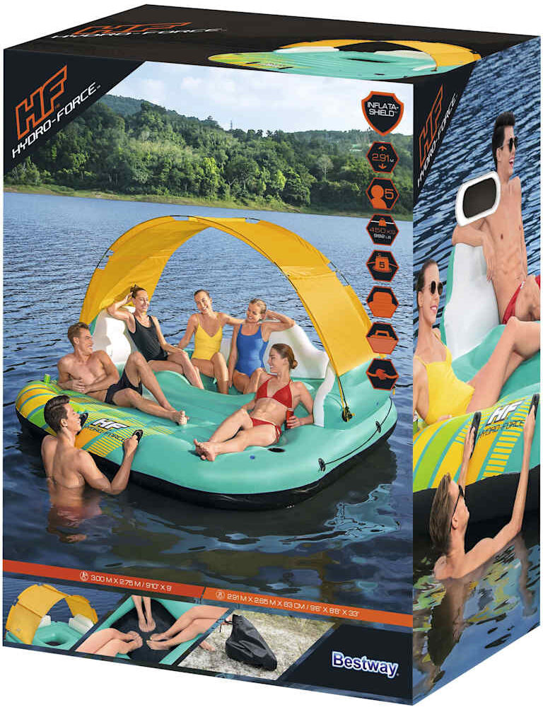 Bestway Île de piscine gonflable 5 personnes Sunny Lounge 291x265x83cm