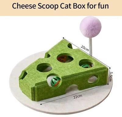 Inspired Finds Interactive Felt Cat Puzzle Box For Mental Stimulation, Hide and Seek Play & Agility Training green