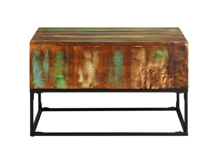 KKgypkn Couchtisch 68x68x41 cm Massives Altholz Handgefertigt, Pulverbeschichtete Eisenbeine, Einzigartige Farbvariationen, Recyceltes Holz