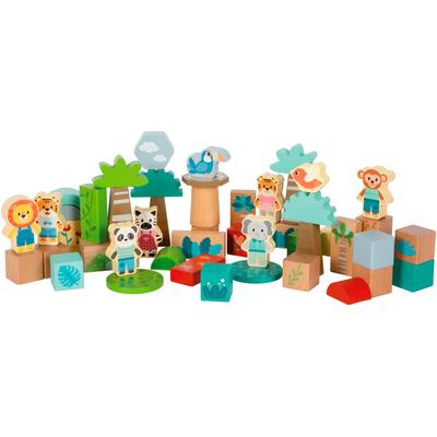 Spielbausteine SMALL FOOT "Holzbausteine, Jungle Friends", bunt, Spielbausteine, Kinder, Holz