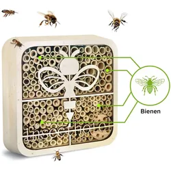 Isotronic, Insektenhotel, Insektenhotel Biene, kinderfreundlich, Naturholz (Biene, Marienkäfer, Wildbienen)