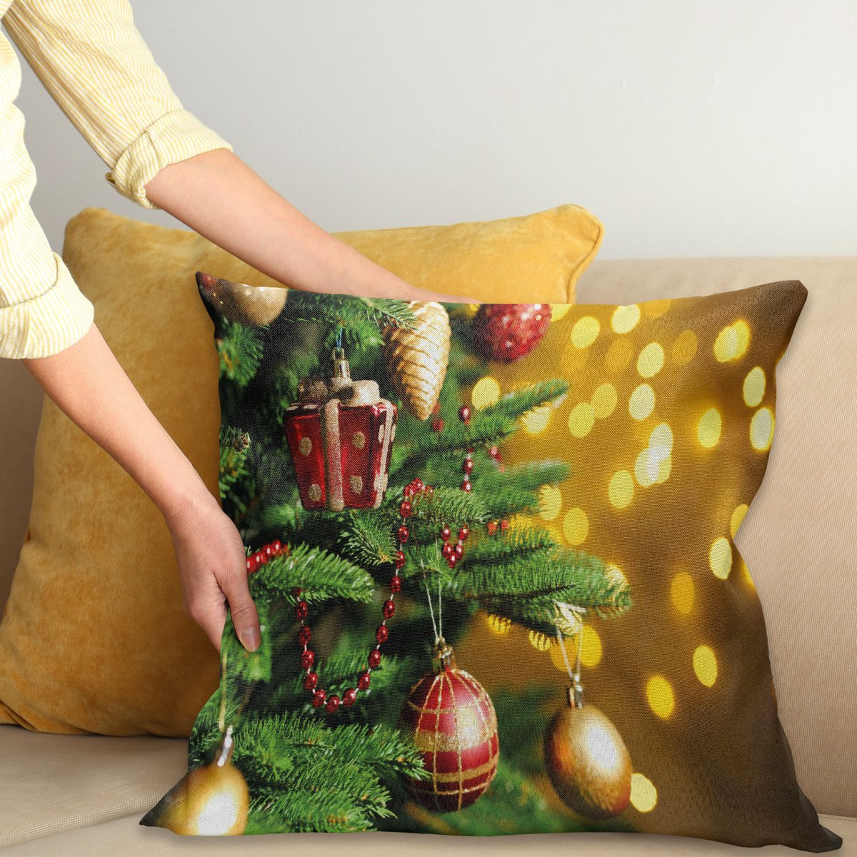 ABAKUHAUS Kerst Kussenhoes waterbestendig 45 x 45 cm