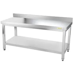 Arbeitstisch aus Edelstahl Unterbau 1600 x 800 mm angelehnt PREMIUM / GOLDINOX