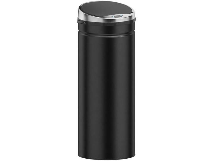 Homcom Sensor-Mülleimer Edelstahl ABS Schwarz, Metall, 30.5x81.5x30.5 cm, Badaccessoires, Abfalleimer