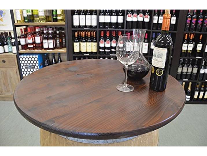 Temesso Holz Tischplatte Nussbaumoptik D80 cm - 3fach verleimte Fichte (Nussbaum)- mit Bohrung