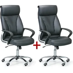 Leder-Bürosessel DERRY 1+1 GRATIS, schwarz