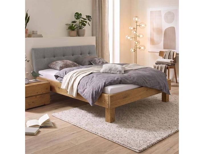 Massivholzbett Santa Luiza Wildeiche Massivholz 200x200 cm klassischer Stil, Mit Kopfteil