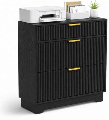 YUN Wood Lateral Filing Cabinet with Fluted Design and Drawers for Home Office