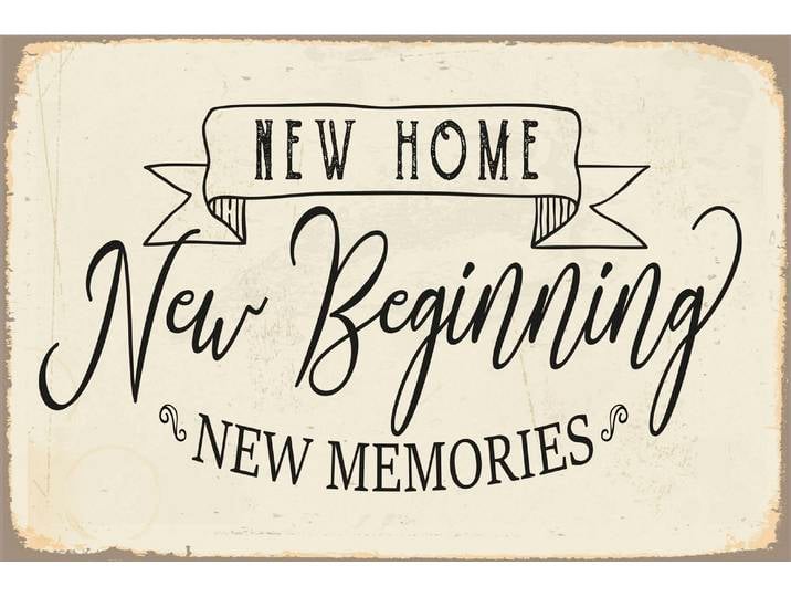 Metallbild QUEENCE New Beginning , schwarz (farbe bild(er): schwarz), B:30cm H:20cm, Metall, Stahl, Bilder, Metallbild, Stahlschild, Blechschild, Spruch, Einzug, Gastgeschenk, Motivation