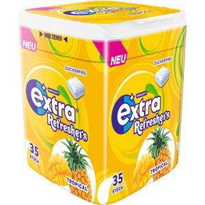 Extra Kaugummis Refreshers, Tropical, zur Zahnpflege, zuckerfrei, Dose mit 35 Dragees