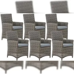 CLP 6er Set Gartenstuhl Fontana 5mm grau-meliert/eisengrau