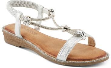 Women's Charmer Flat Sandal by Patrizia by Spring Step in Silver (Size 37 M)